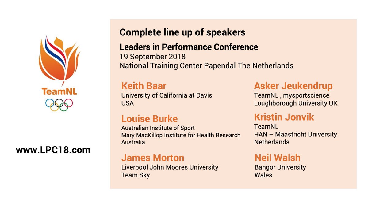 Jeukendrup's tweet photo. Here is the full world class line up for the 2018 TeamNL Leaders in Performance Conference! @LouiseMBurke @JamesyMorton @musclescience
@jeukendrup @kristinjonvik @ProfNeilWalsh @teamnltweets @Papendal https://t.co/SFeENoAcwD https://t.co/SOdJlf8XHn