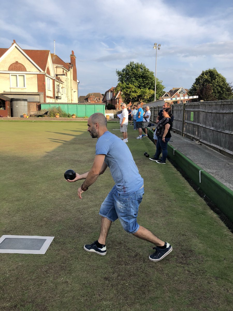 Lovely summers evening, a staff bowls challenge at Eastbourne bowling club... Joe our bricklayer has a hidden talent!