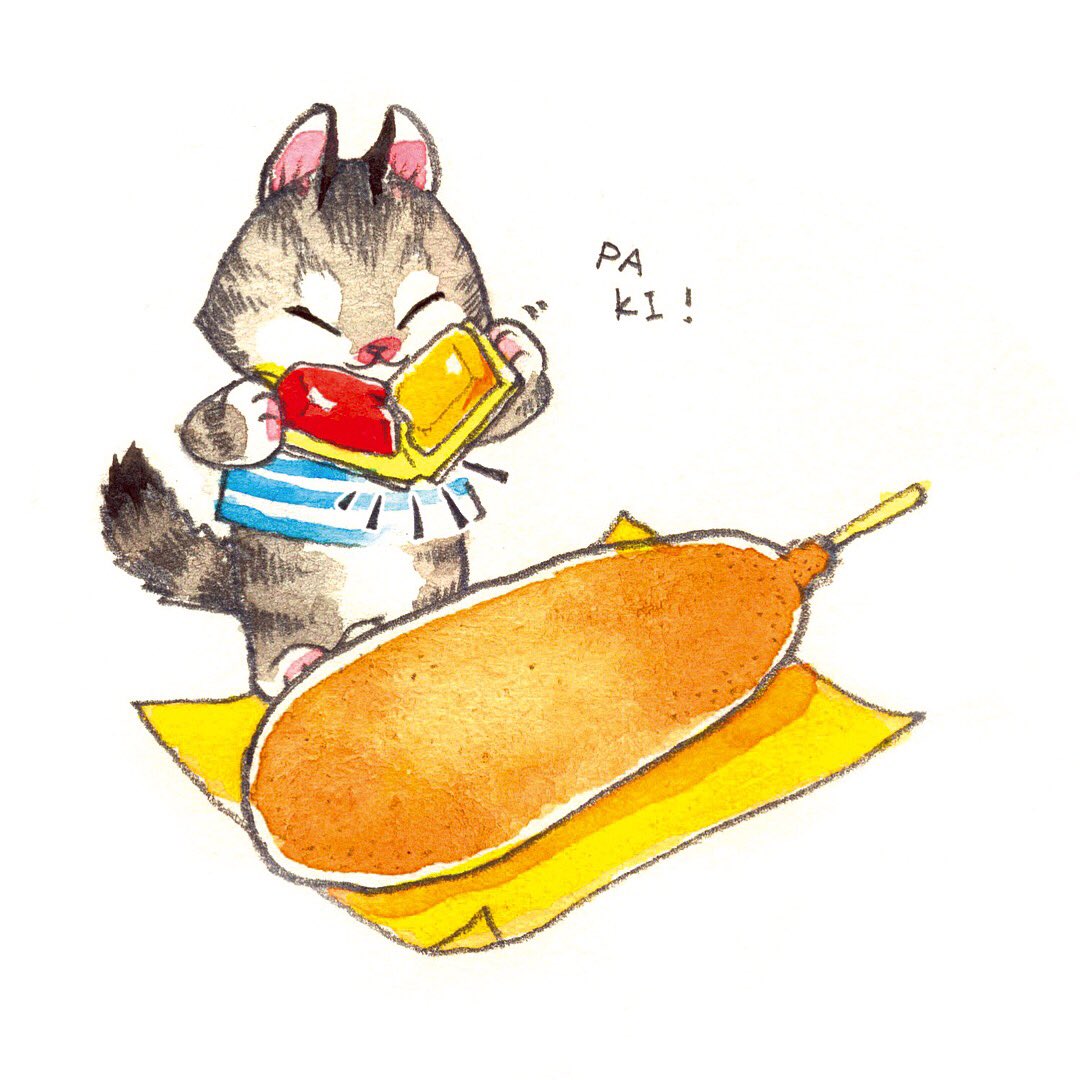 「パキッてするケチャップかけてくれる小さい猫 」|こなつのイラスト