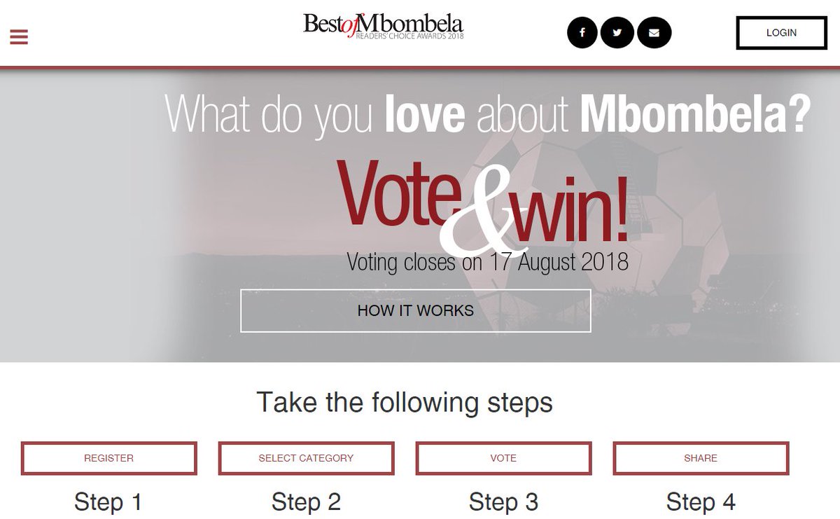 Voting is open. #Votingbegins
Get voting for the: #BestofMbombela
 bestofmbombela.co.za