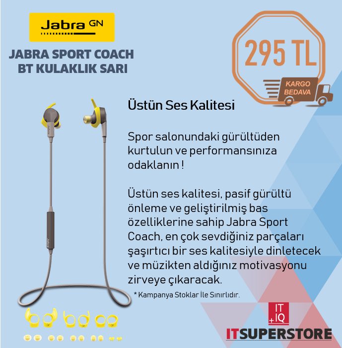 Itsuperstoretr's tweet photo. Jabra Sport Coach Bluetooth Kulaklık Sarı Rengi İle Stoklarımızda. Sınırlı stoklarımız tükenmeden sipariş verin. #jabra #jabrasport #bluetoothkulaklık #itsuperstore https://t.co/lrihqO20k0
