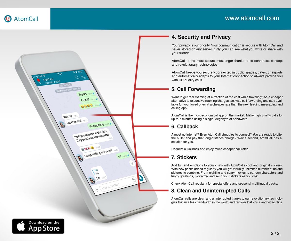 UebertAngel's tweet photo. “Hello World”
AtomCall soft phone is here!
If you are on IOS, Download our low data usage new soft phone with free app to app Chat. Low data usage, HD video & audio calls, HD international direct calls. Android version available August 13th. #AtomCall @atomcallreal https://t.co/XwmRPt4MNL