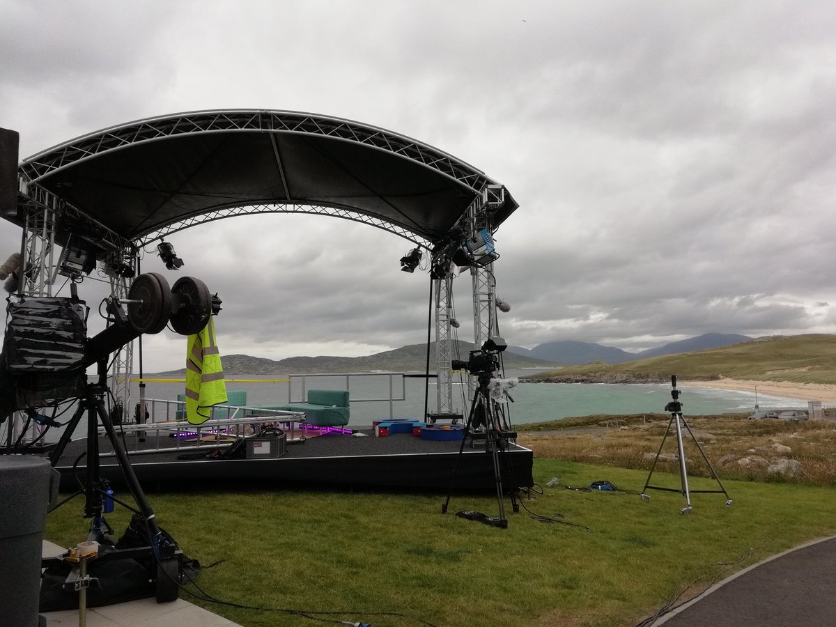 Bye bye Berneray Hello Harris..my home town! I raced 
17 cyclists off the <a href="/calmac/">calmac</a> ferry to get a hot bacon roll at the famous butty bus. Only 23 miles to Tarbert past the best beaches in the world and interestinly the One Show were setting up at Talla Na Mara!!