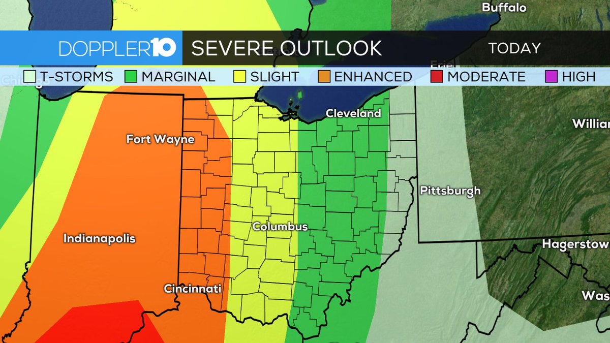 Ashlee Baracy On Twitter Severe Weather Outlook Parts Of Central Ohio Under A Slight Risk For Severe Weather Today We Are Tracking Rounds Of Storms Starting As Early As Late Morning Afternoon And