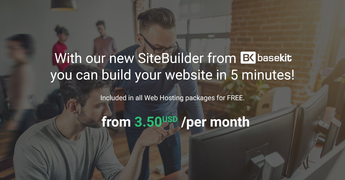 stablehost's tweet photo. With SiteBuilder from BaseKit, you can build your website in 5 min! Included for FREE with our Hosting plans! ๐ https://t.co/dxWK91a1aP #stablehost #SiteBuilder #BaseKit #webhosting #stablewebhosting https://t.co/dEPuL2CaYS