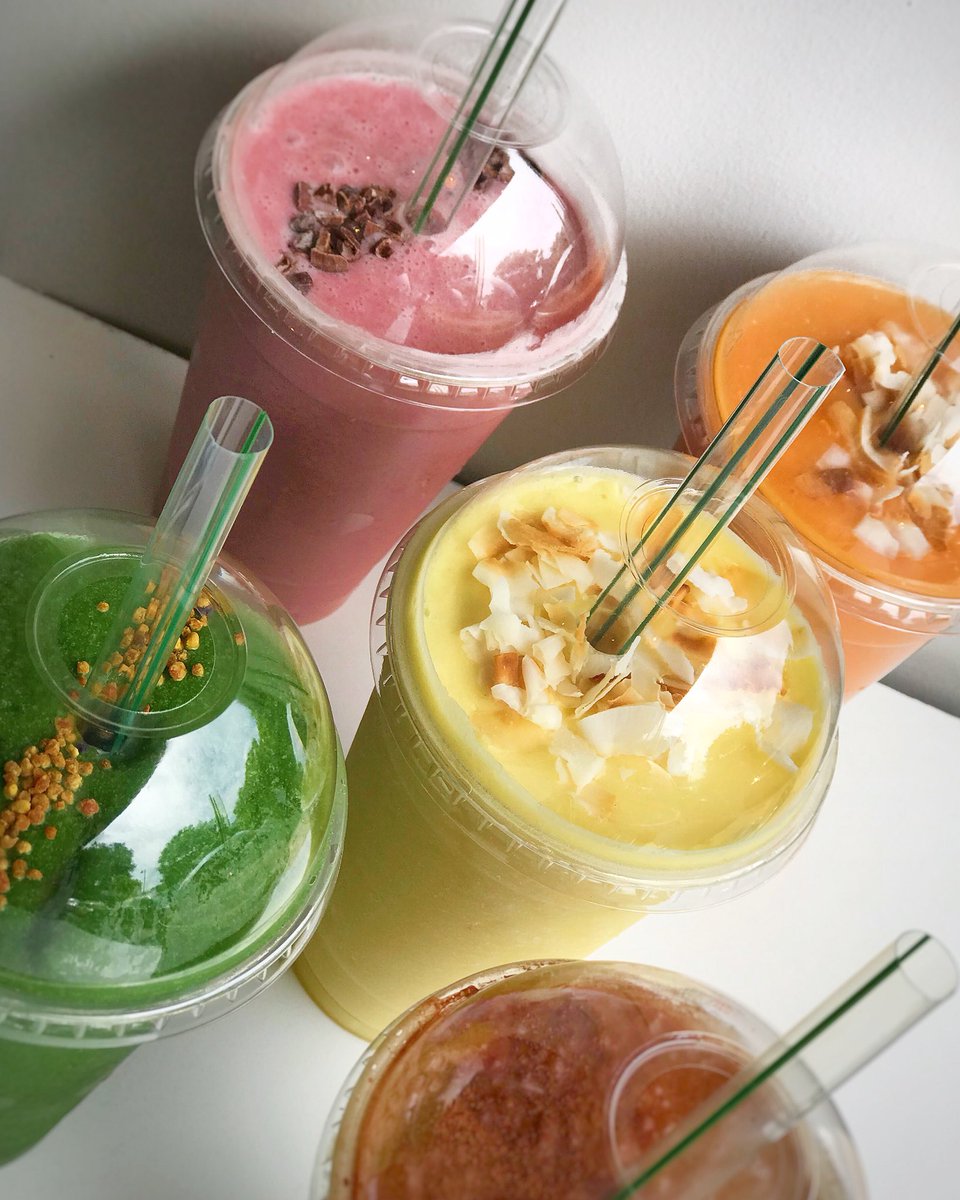 TheJuiceSmith's tweet photo. THE PERFECT WAY TO SHAKE UP YOUR FRIDAY!
SUPERFOOD SMOOTHIES ๐ฅค
*** @vegware straws of course.. โป๏ธ
#thejuicesmith #plantbasedeverything #plantbasedstraws #recycle #biodegradable #smoothie #enviromentallyfriendly #superfoodsmoothie #vegan #dairyfree #glutenfree https://t.co/eCpzwxCHhn