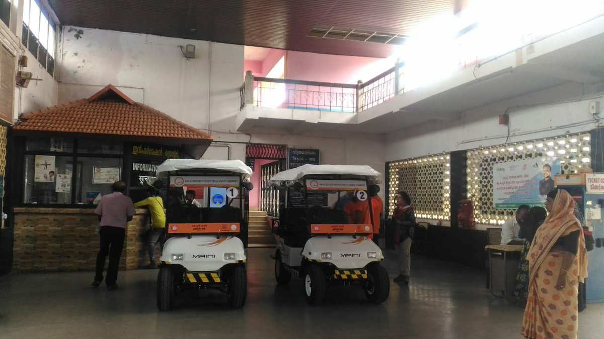 CCIERS138's tweet photo. Battery operated car services are available for passengers on payment at Alappuzha Railway station. Will be a boon to senior citizens and sick passengers. Dedicated mobile number 7619267773 https://t.co/djnfXEU8EW