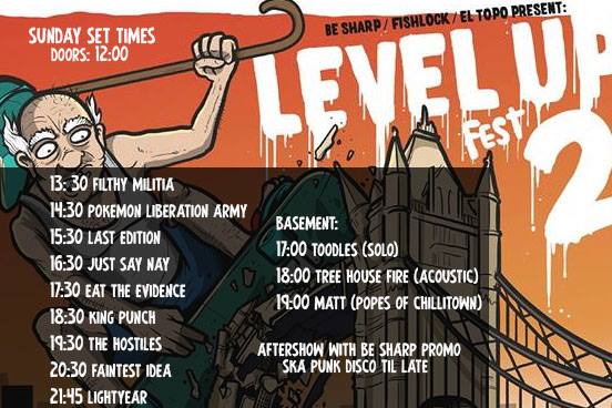 It's the final day of <a href="/lupfest/">Level Up Festival</a> 2018, and we've got <a href="/LightyearBand/">Lightyear</a>, <a href="/FaintestIdea/">Faintest Idea</a>, <a href="/Hostileska/">The Hostiles</a>, <a href="/KingPunch/">King Punch</a>, <a href="/EatTheE/">Eat The Evidence</a>, @justsaynayband, <a href="/lastedition/">Last Edition</a>, Pokemon Liberation Army, <a href="/FilthyMilitia/">Filthy Militia</a> + MORE!

Doors: 12pm
Tix: £15 ADV/£18 OTD.
Link: newcrossinn.com/product/levelu…