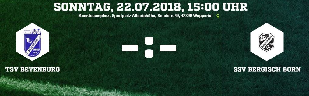 Am Sonntag den 22.07. spielt unsere 1. Mannschaft um 15:00 Uhr gegen den TSV Beyenburg :: Das Spiel gegen den SV Bayer Wuppertal fällt aus ssv.bergisch-born.de/am-sonntag-den…