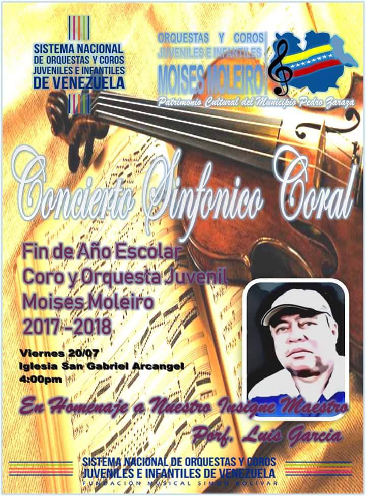 Hoy te esperamos. gran concierto Sinfónico  Coral en Homenaje a nuestro insigne Maestro Prf.Luis García.. lugar Iglesia San Gabriel Arcangel 6 pm.Asiste #tocarcantaryluchar <a href="/SistemaGuarico/">Sistema Orq. Guárico</a>