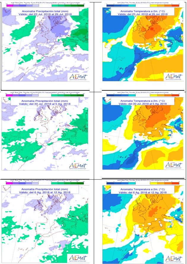 AEMET_SINOBAS's tweet photo. Anomalías de precipitación y temperatura previstas para las próximas 3 semanas. Continuamos bajo un patrón muy persistente de anomalías cálidas en N de Europa extendidas hacia Baleares y N peninsular y anomalías frías desde canarias hacia el SW peninsular. https://t.co/mpQpY7SWOd https://t.co/maLkzMfrob