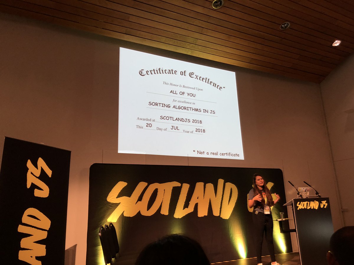 financial_cloud's tweet photo. @koste4 's talk on the performance difference between using JS native sorting functions in comparison to writing your own was a great start to the second day at #scotlandjs ! https://t.co/yc2vFr8i0m