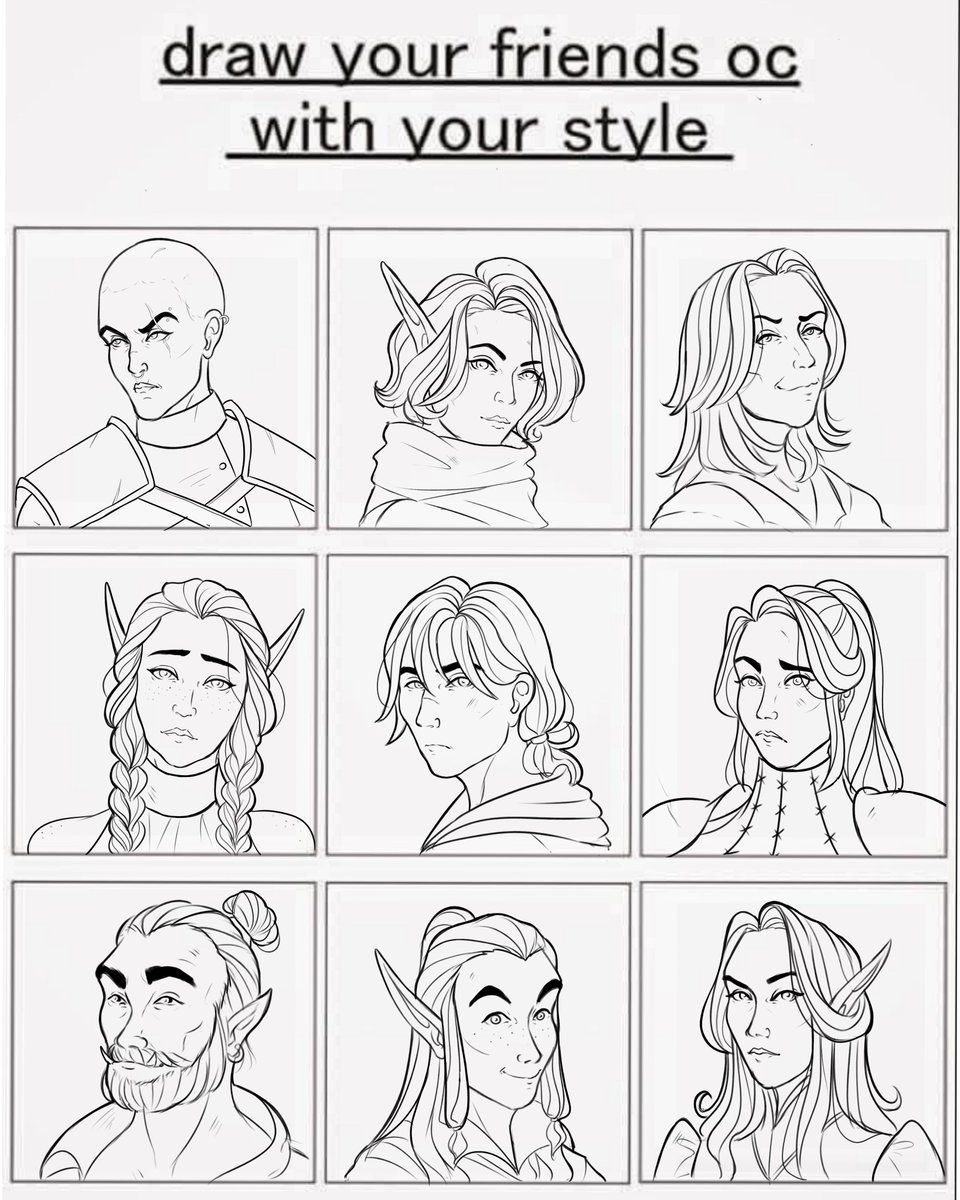 This took way longer than I wanted it to and at some point I ran out of friends/ocs so the last two don't actually count since they're mine but there you go a bunch of dnd/dw assholes who I'll be tagging in the post below ?