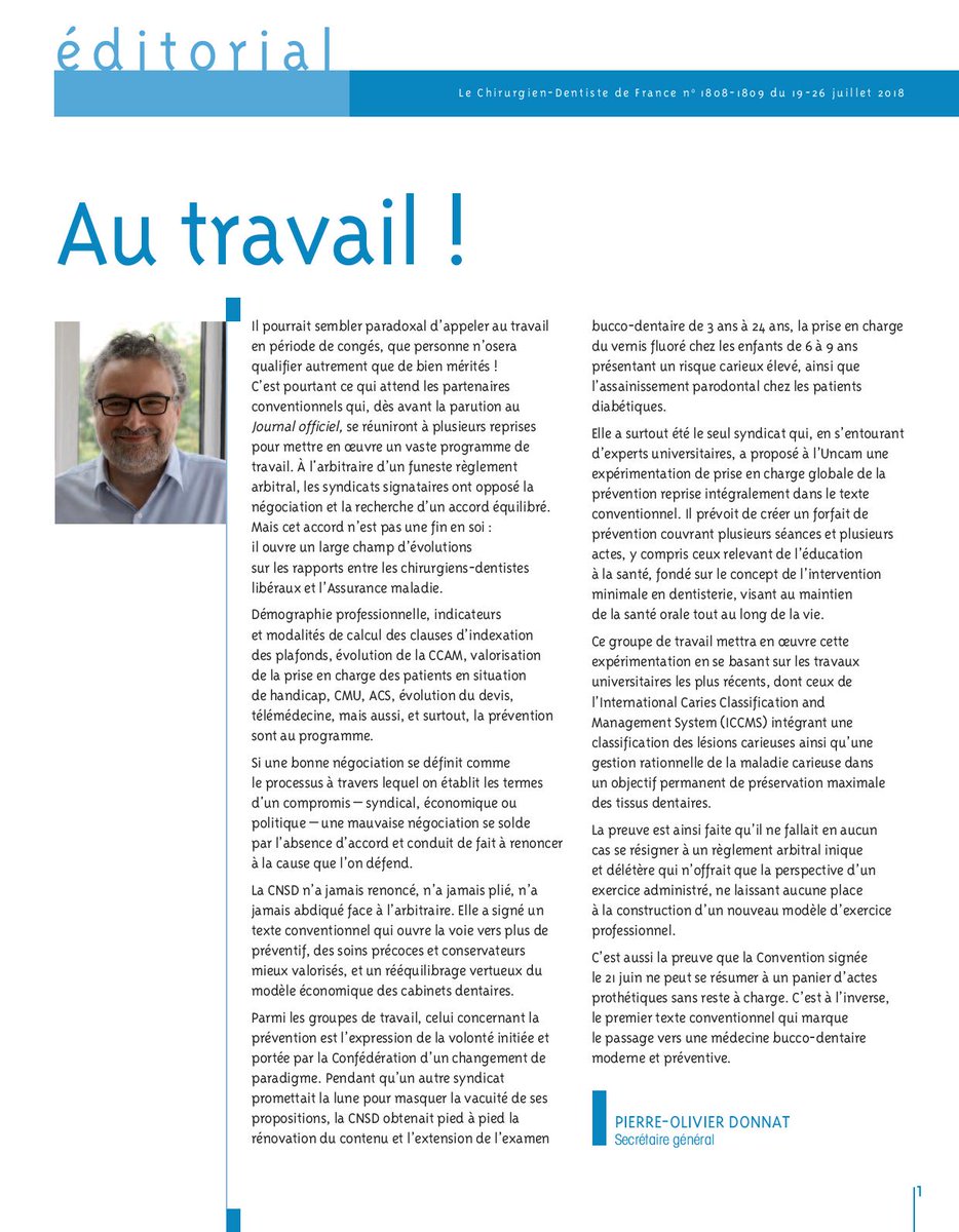 CDFmag's tweet photo. [Édito] Au travail ! #Convention #prévention #dentaire
https://t.co/Bbz2wzOE6G https://t.co/eHAoS9cyxi