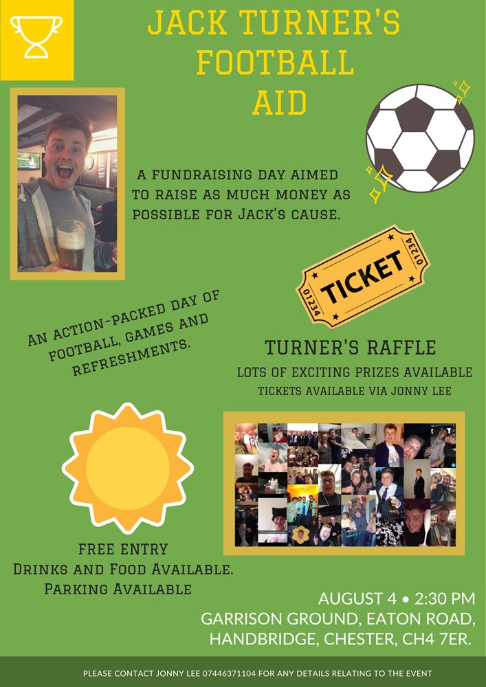 ChesterNomads's tweet photo. Jack Turner's Football Aid

A fundraising day aimed to raise as much money as possible for Jack’s cause.

Please contact Jonny lee 07446371104 for any details relating to the event. https://t.co/1ZHQcsSrX6