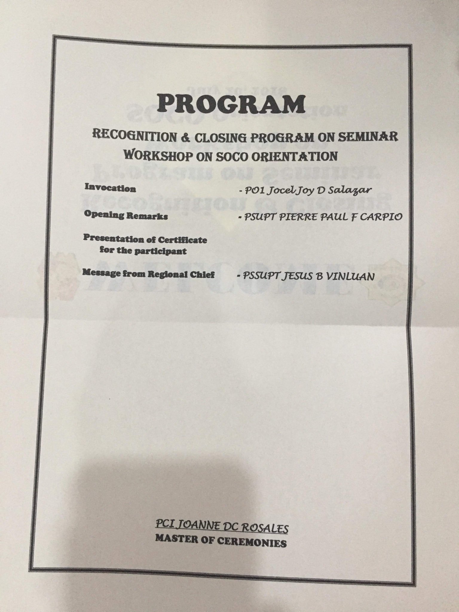 Rizalpnpcrimelab On Twitter On 4 Pm Of July 20 2018 The Recognition And Closing Program On Seminar Workshop On Soco Orientation Was Held At Rizal Provincial Crime Laboratory Office Https T Co 8nbgyzholo