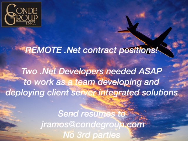 #nowhiring #remote .Net Contract Position! #neededasap‼️ #integratedsolution #hotjobs #contactposition #applynow