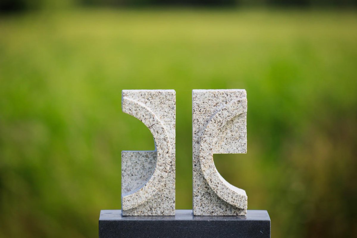 Rickhealy's tweet photo. My third piece at Form18 at Ballymaloe house in Co Cork. It is called "In conversation" and is carved in Wicklow granite. Beautifully photographed by John Beasley @HairyPhotog The show runs until 31st August.  @Ryanstoneworks @form18 @RSsculpture @Ballymaloe https://t.co/RXIOfQjox6