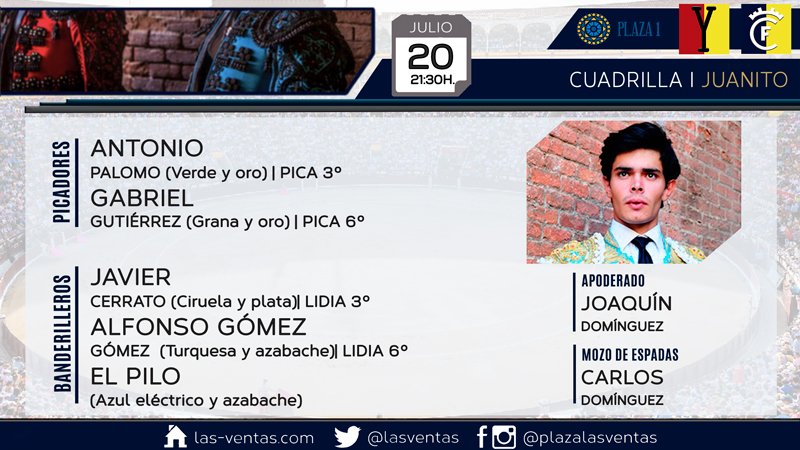 📣 | Hombres de plata que acompañarán a Juanito en su comparecencia de esta noche en Madrid. A las 21:30h., novillada nocturna.