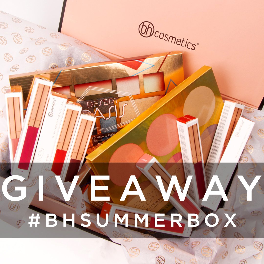 bhcosmetics's tweet photo. Our hottest #BHBeautySecret yet - itβs a #BHSummerBox GIVEAWAY!π One winner will get all our summer faves - including Desert Oasis, Duolight Highlight, our complete Liquid Linen collection and a secret prize! Reply with your favorite summer getaway spot for a chance to win!β¨ https://t.co/Gt4WmMeejb
