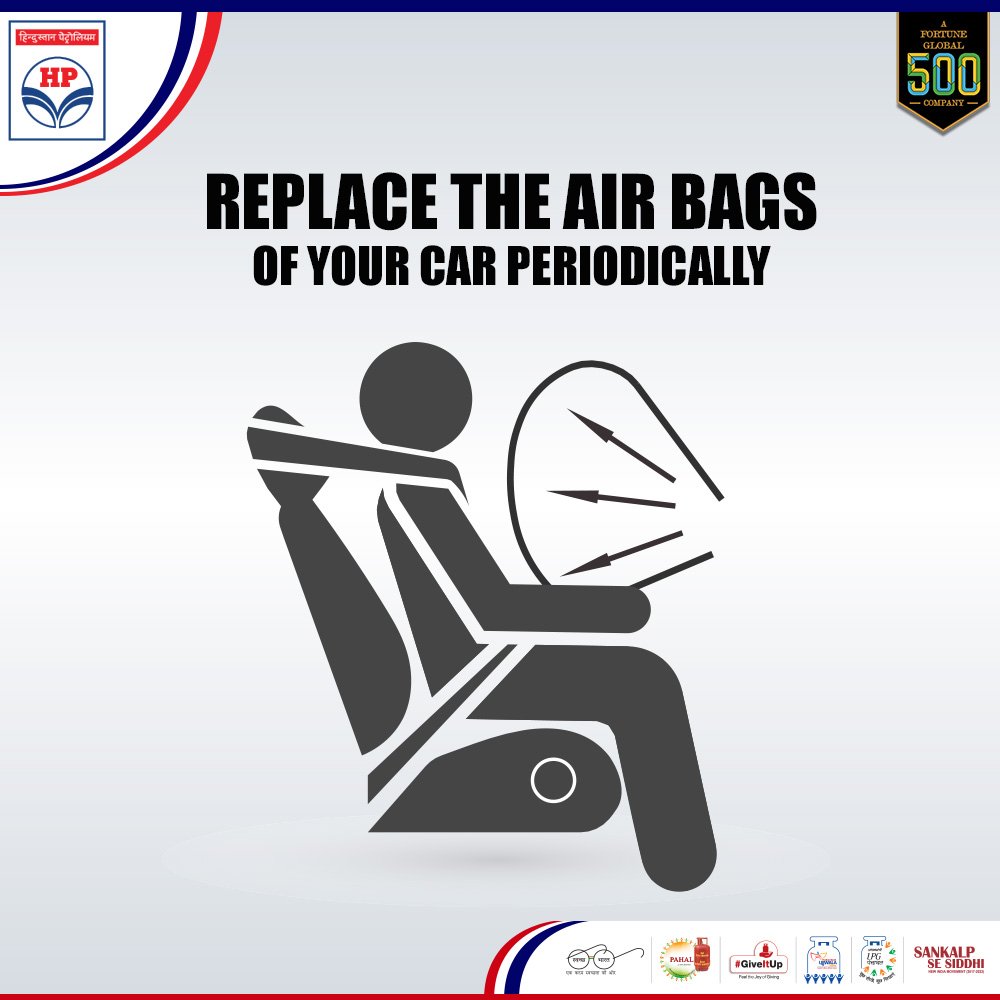 HPCL's tweet photo. Airbags are an investment but it is perhaps the best safety feature of your vehicle. #HPTips https://t.co/2uREyd2pDX