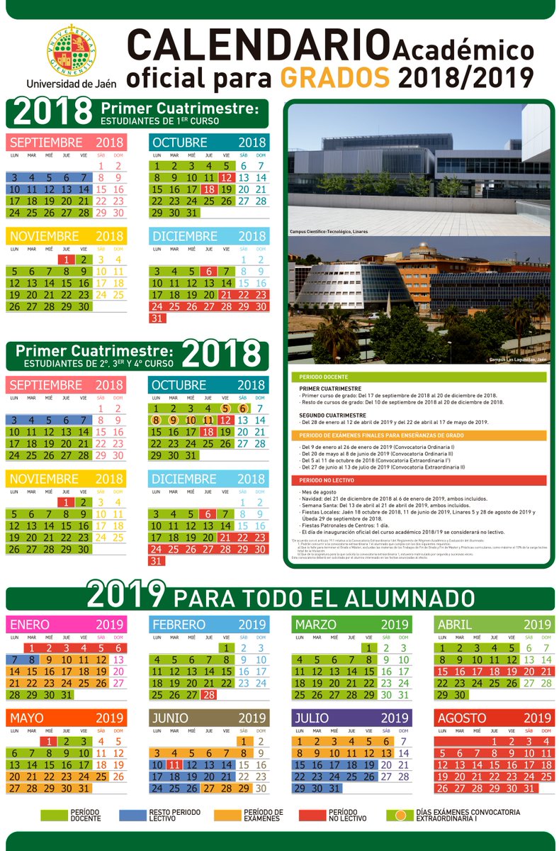Universidad De Jaen On Twitter Calendario Academico Oficial Para Grados De La Ujaen Correspondiente Al Proximo Curso 2018 2019 Ujaestudiantes ujaen calendario academico