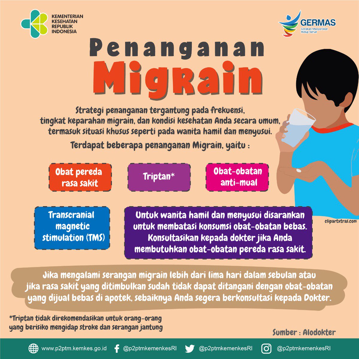 ptm_id's tweet photo. Berikut ini beberapa penanganan migrain, yaitu :

#CERDIK #DukungGERMAS #CegahPTM #migrain https://t.co/AB89BXy165