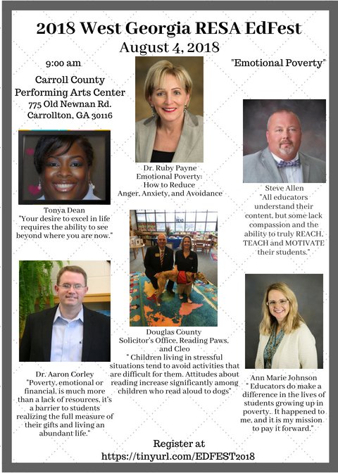 DrKTThompson's tweet photo. @WestGeorgiaRESA @LTWGARESA @rachelmspates @MarkWilsonGA @GADOEDepSuptSDE @rkay1313 @scottkcowart44 @findyour_mojo Two weeks from tomorrow is the BIG DAY that we have all been waiting for! 2018 West Georgia RESA EdFest! #EDFESTWEST https://t.co/Qr9BHu8X7p