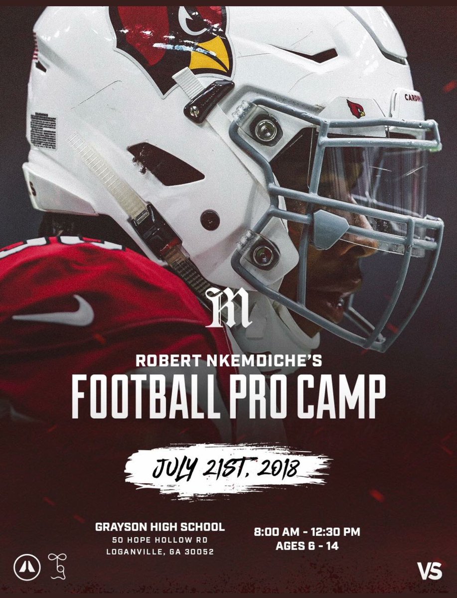 Update: New Time Announcement!!!!! Saturday, July 21st at Grayson High School is 8:00-12:30. Please register your child if you haven’t yet! See you Saturday at Robert Nkemdiche’s Football Pro Camp!!!! thelegendmerlynn.com