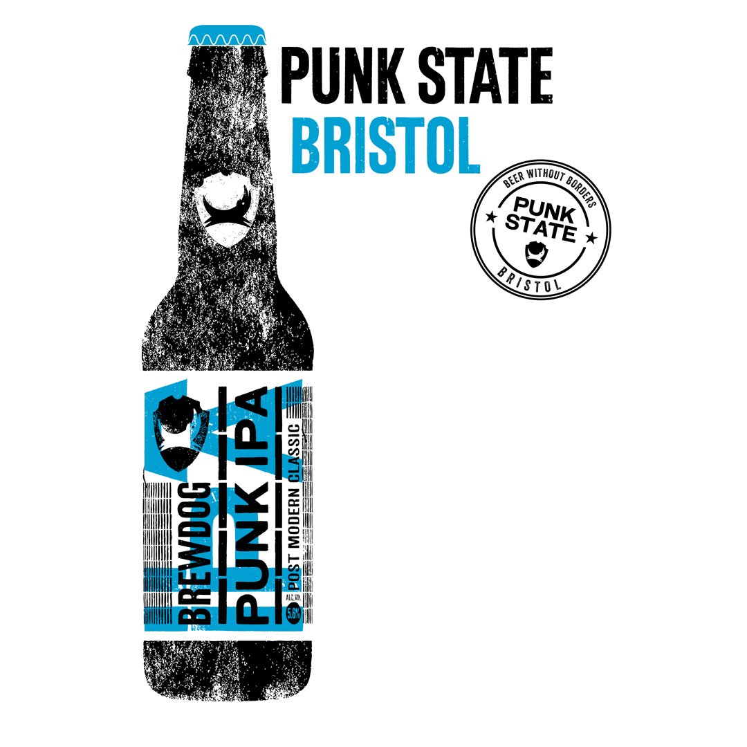 BrewDog's tweet photo. Citizens of Bristol! #PunkState has taken over Broadmead and we’ll be here today and tomorrow to save you from bad beer. Pop by and grab a Punk IPA on us! https://t.co/i8MDqvMmGi