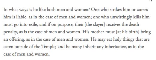 Ways the androginos is treated in the law that would apply to both men and women: