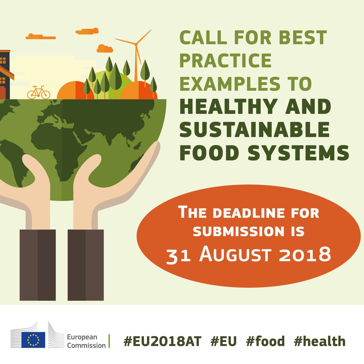 Food_EU's tweet image. Do you have evaluated best practice examples that contribute to #healthy and #sustainable #foodsystems? 

Submit them to the call we launched with @EU2018AT by 31 August 2018!  

Info: europa.eu/!jH38Gw #EU2018AT #EU #food #health