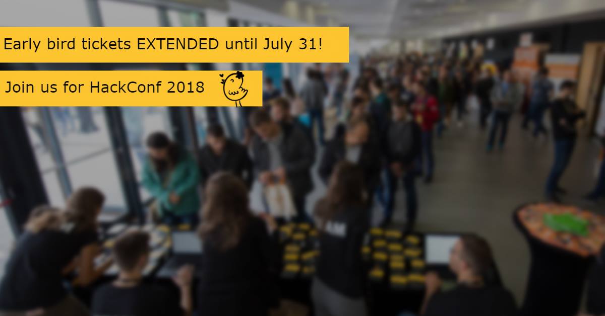 Attention programmers! <a href="/HackConf_/">HackConf</a> early bird ticket price (20eur) extended until July, 31st!

Some pretty cool swag is included with the ticket! Check it out hackconf.bg/en/#tickets