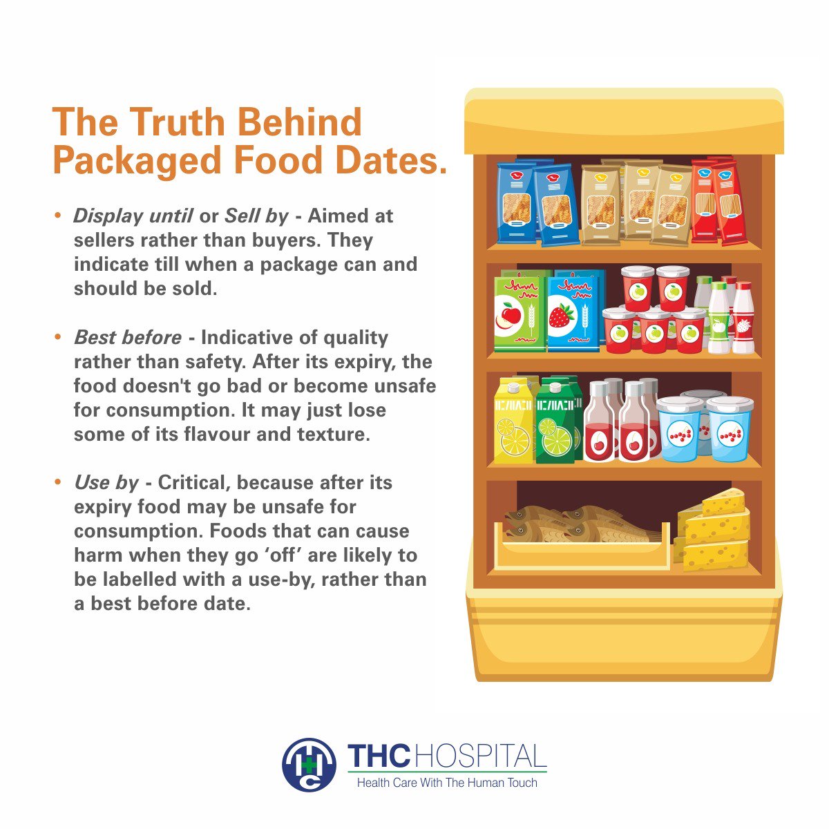 THCHospital's tweet photo. Follow @thchospital for more on #health and #wellbeing. Tag someone who’ll like this!
#THCcares
https://t.co/sZ9yUNPQ6Q
#Truth #PackagedFoodDates #Display #Sell #Aimed #sellers #buyers #indicate #package #sold #Indicative #quality #safety #expiry #food #unsafe #consumption https://t.co/YN8jWWs3Me