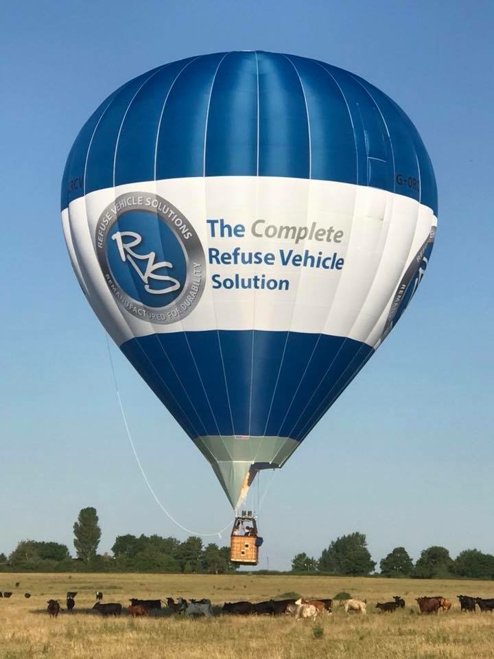 refusevehicles's tweet photo. RVS Hot Air Balloon Makes Its Maiden Voyage! Gemma Rosie from @Aberdeenshire and her husband Grant enjoyed their raffle prize won at years National Refuse Championships - a free flight in our new hot air balloon! Gemma said it was "amazing" and "totally surreal". @RefuseChamps https://t.co/sltOrDN9X2