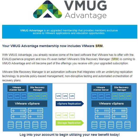 vspinmaster's tweet image. VMware Site Recovery Manager SRM added to VMUG Advantage @myvmug #vmug #siterecoverymanager #SRM #vmwaresrm #homelab #vexpert virtualizationhowto.com/2018/07/vmware…