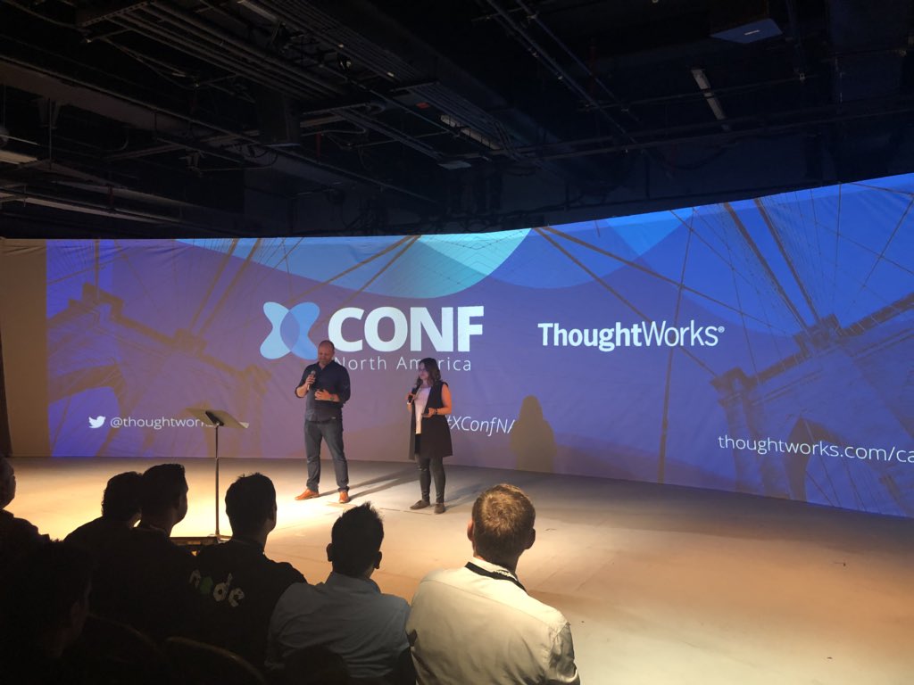 TaniaSalarvand's tweet photo. #XConfNA kickoff by @cassiend @jahnnie @thoughtworks #TechAtCore https://t.co/Hez6V5xgV4