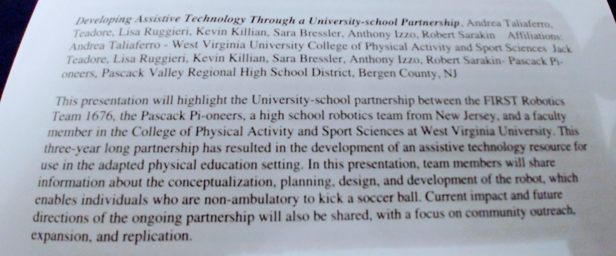 FRCTeam1676's tweet photo. Very excited to be presenting our robot for non-ambulatory children at the National Consortium for Physical Education for Individuals with Disabilities in Virginia today! Photos to come. @NCPEID @FIRSTweets @pvrhsd @FIRSTMidAtl https://t.co/5o9DQTnbfH