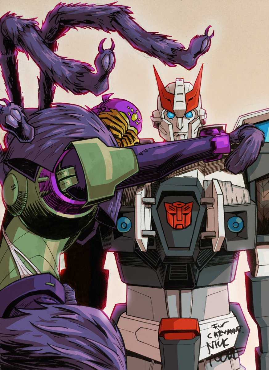 concept_hen's tweet photo. #transformers #SOTW 
I coloured in one of @NickRoche TFcon commissions. Since I liked it alot I decided to make two versions; a cutesy one and a creepier one. https://t.co/tvq9nsczJC