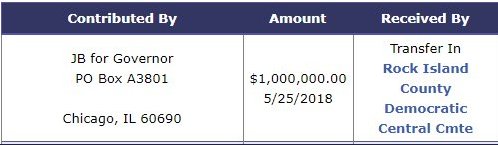 CitizenVMachine's tweet photo. #PAC Update: Over $400,000 of @JBPritzker $1M #DaddyWaveBucks have been redistributed from Rock Island to numerous Democrat outfits. Saline County certainly isn't shy of its funding source. Since some file manually, had to track some in Excel.
#twill #ilgov #BlueWave @GovRauner https://t.co/l8I2rlskje