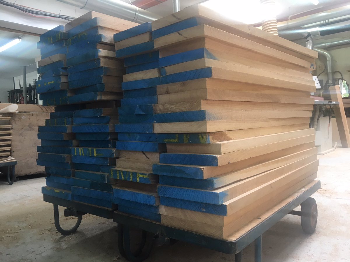 Spiral1966's tweet photo. Below our design/drawing office we have our own dedicated wood workshop. This week we had a large delivery of solid European Oak for an upcoming job. Once machined this will be cut out on the CNC machine, ensuring that every tread we produce is the correct size. #oak #bespoke https://t.co/Yhn8Fb8hws