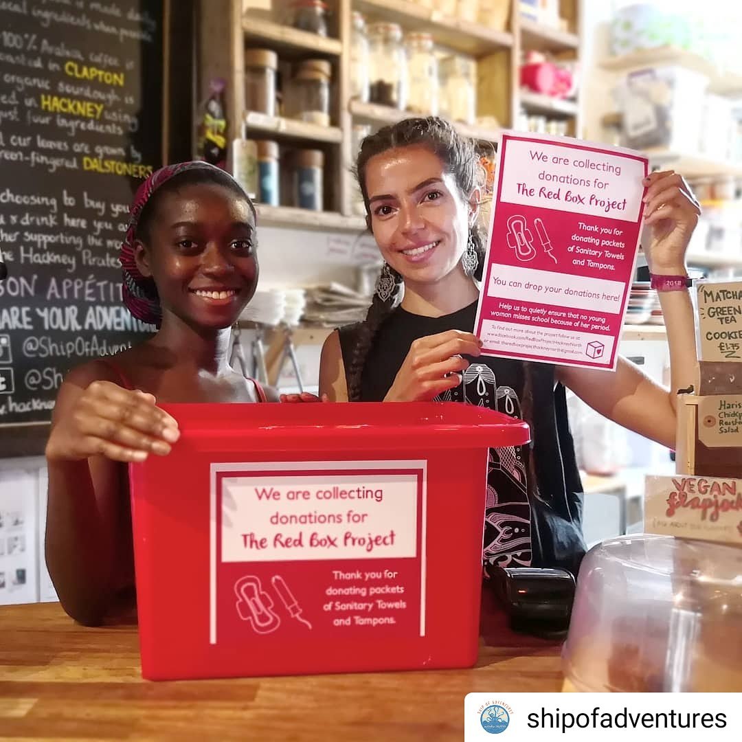 We're proud to be working with <a href="/RedBoxHackneyN/">Red Box Project Hackney North and Stokey</a> - a local non-profit initiative that provides #free #menstrual products to girls who could otherwise go without. You cab help by donating #tampons and sanitary towels via our red box here at the Ship! #endperiodpoverty #hackney