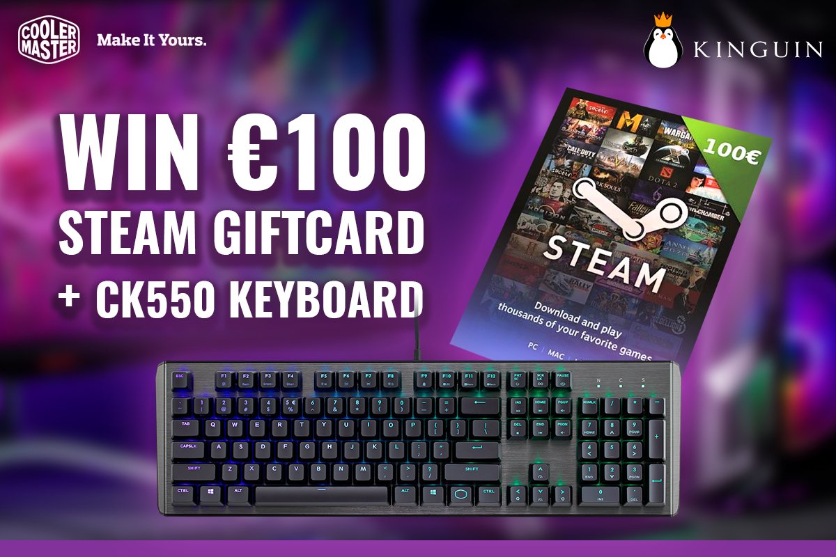 CoolerMaster's tweet photo. Retweet + Follow @KinguinNet and @Coolermaster to win €100 Steam voucher on Kinguin and the CK550 Gaming Keyboard! The contest is worldwide, and winners will be contacted on monday. https://t.co/RafN1EXdF0
