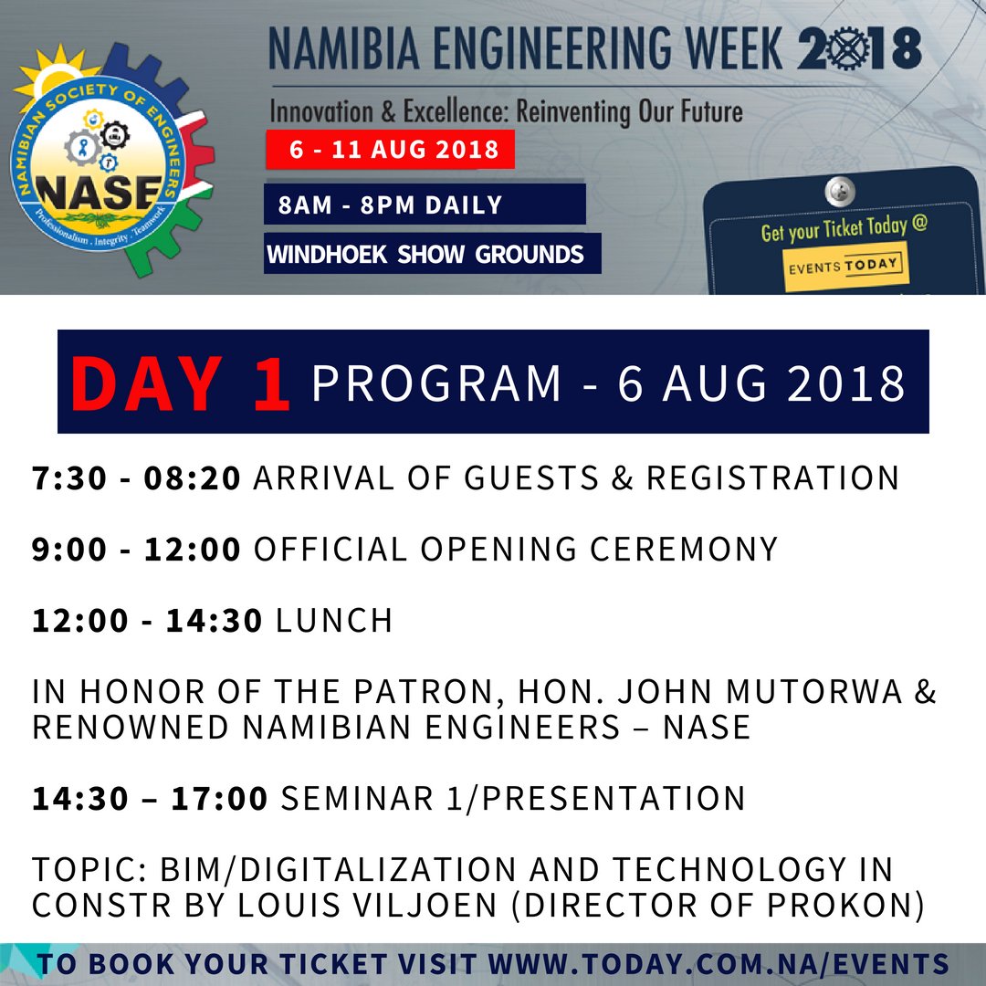 NASEngineers's tweet image. Here's the program.

Would you like to attend? Easy! Fill in an online form and voila - you can come!! 

You can sign up for what you want to attend online - nase.com.na/index.php/work…
#EngWeek