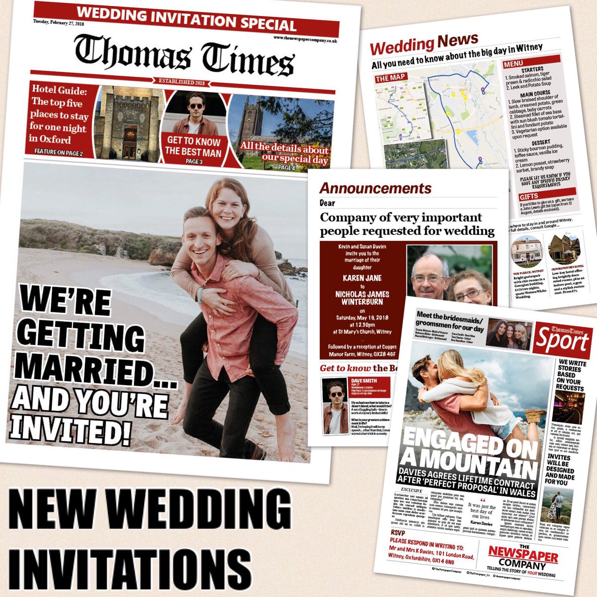 TheNewspaper_Co's tweet photo. Introducing our new #Wedding Invitations.

Let us tell the story of your special day.

We’ll design and write 📰 pages bespoke for you - factoring in your colour schemes and adding a bit of 😁 too.

📲DM us for more info
👉 or visit our website https://t.co/sLI45Xc96l https://t.co/z1CYIFvghP