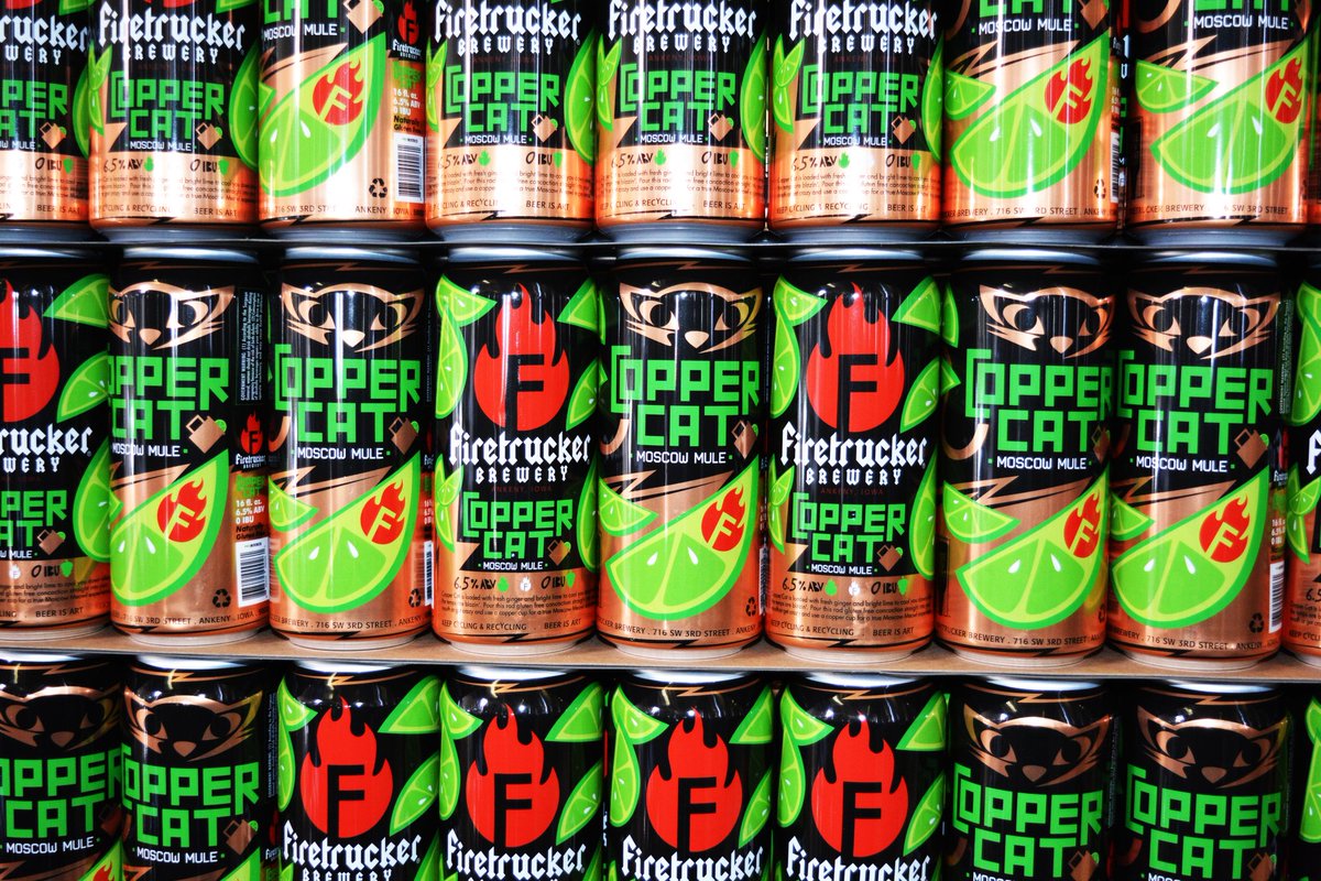 FiretruckerBrew's tweet photo. 🐱 Have you tried our Copper Cat; the perfect on-the-go Moscow Mule!? Goose will be sampling this along with our other beers TOMORROW at HyVee Coralville Wine &amp; Spirits from 1-3 🐱 @CorWineSpirits #Coppercat #Meow https://t.co/jiE6ZvDL7S