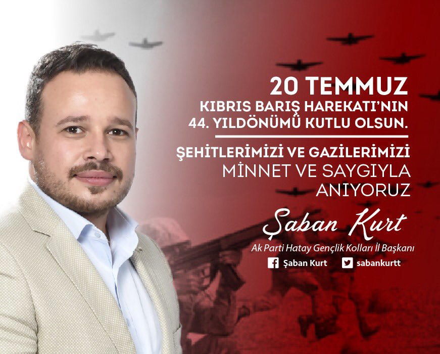 Kıbrıs Barış Harekatı’nın 44. yıldönümünde canlarını feda eden aziz şehitlerimizi rahmetle, gazilerimizi minnetle anıyorum.