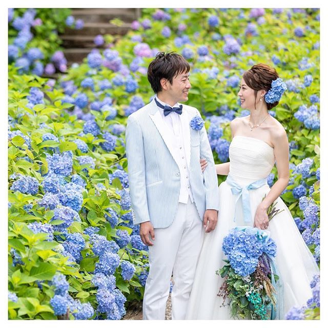 Greenpiece Kamihana 雲昌寺 ロケーションフォトウェディング Greenpiece Wedding Photography Photowedding Happy Bouquet 雲昌寺 秋田 男鹿 アジサイ あじさい寺 ブルー Floral Flowers Design 花屋 花 フラワー 死ぬまでに行きたい
