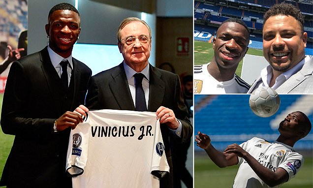 Real Madrid unveil Vinicius Junior at The Bernabeu as Brazilian starlet meets goalz24.com/post/101864 #WorldCup #WorldCup2018 #Russia2018