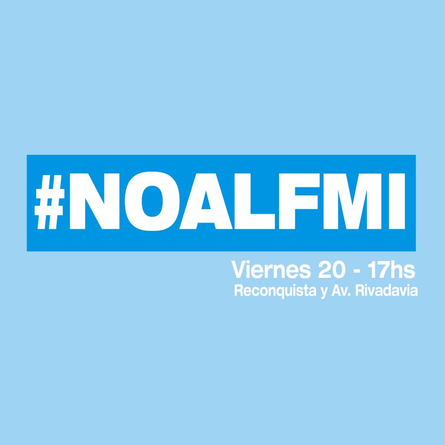 magariovero's tweet photo. NO. La respuesta de la sociedad argentina es #NOAlFMI.
La enorme deuda q contrajo @mauriciomacri con la Directora del FMI va en contra del presente y futuro de la clase media,los trabajadores,pequeños empresarios y más humildes.
#NOAlAjuste.Si a la #SeguridadAlimentaria #SiEmpleo https://t.co/QmPB7lCSzJ